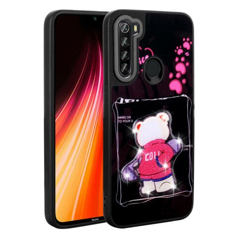 Xiaomi Redmi Note 8 Kılıf Parlayan Kabartmalı İkonik Figürlü Patinda Amas Silikon Kapak