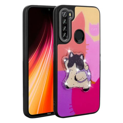 Xiaomi Redmi Note 8 Kılıf Parlayan Kabartmalı İkonik Figürlü Patinda Amas Silikon Kapak