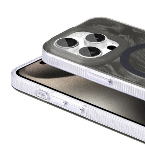 Apple iPhone 15 Pro Kılıf Magsafe Şarj Özellikli Fırça Boya Desenli Patinda Palet Kapak