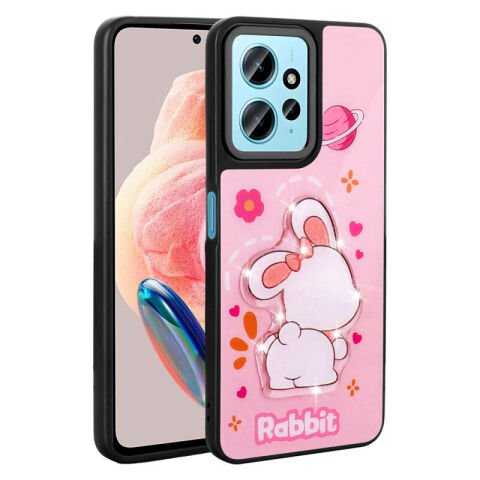 Xiaomi Redmi Note 12 4G Kılıf Parlayan Kabartmalı İkonik Figürlü Patinda Amas Silikon Kapak