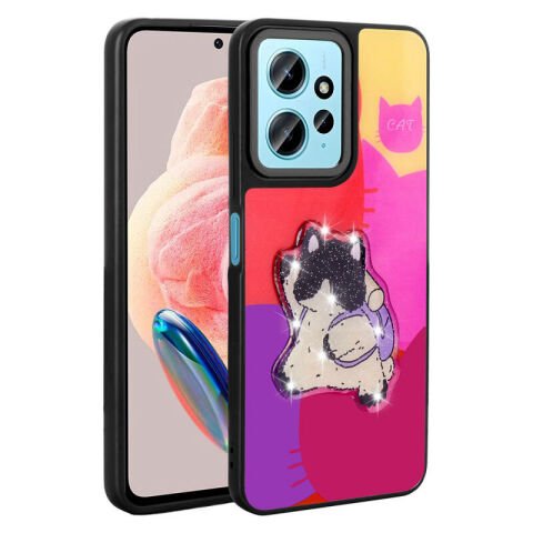 Xiaomi Redmi Note 12 4G Kılıf Parlayan Kabartmalı İkonik Figürlü Patinda Amas Silikon Kapak