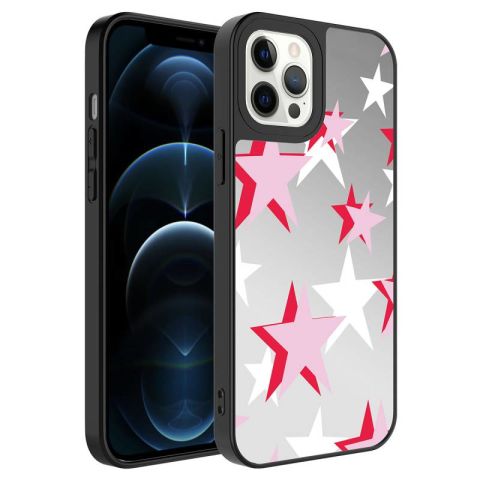 Apple iPhone 12 Pro Max Kılıf Aynalı Desenli Kamera Korumalı Parlak Patinda Mirror Kapak