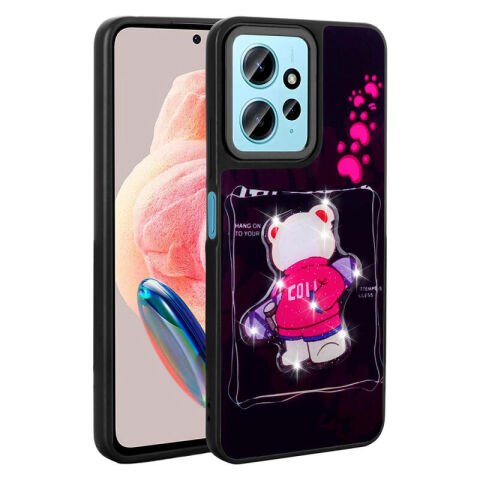 Xiaomi Redmi Note 12 4G Kılıf Parlayan Kabartmalı İkonik Figürlü Patinda Amas Silikon Kapak