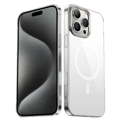 Apple iPhone 16 Pro Kılıf Magsafe Şarj Özellikli Şeffaf Cam Arka Yüzey G-Glass Kapak