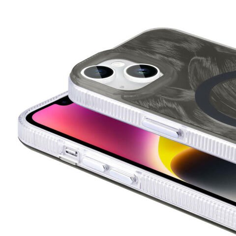 Apple iPhone 15 Plus Kılıf Magsafe Şarj Özellikli Fırça Boya Desenli Patinda Palet Kapak