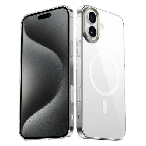 Apple iPhone 16 Plus Kılıf Magsafe Şarj Özellikli Şeffaf Cam Arka Yüzey G-Glass Kapak