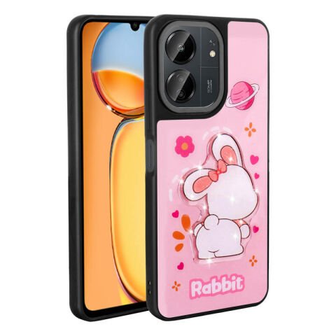 Xiaomi Redmi 13C Kılıf Parlayan Kabartmalı İkonik Figürlü Patinda Amas Silikon Kapak