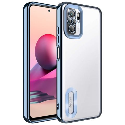 Xiaomi Redmi Note 10 Kılıf Kamera Korumalı Logo Gösteren Patinda Omega Kapak