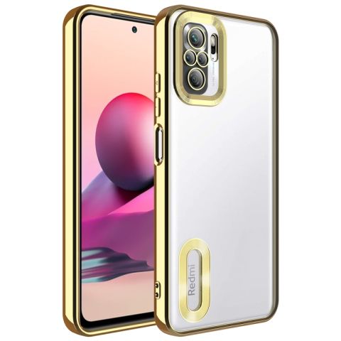 Xiaomi Redmi Note 10 Kılıf Kamera Korumalı Logo Gösteren Patinda Omega Kapak