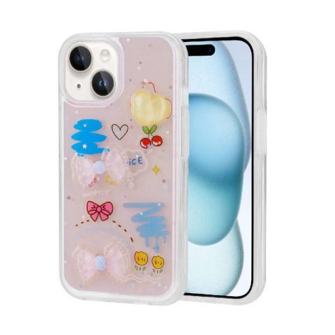 Apple iPhone 14 Kılıf Kabartma Figürlü Parlak Patinda Minimini Silikon Kapak