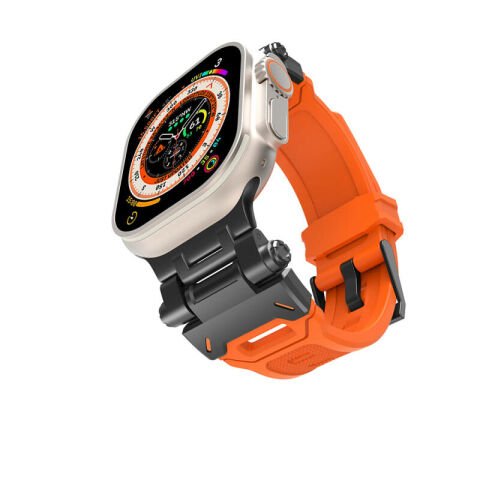 Apple Watch 42mm Patinda KRD-108 Metal Başlıklı Silikon Kordon