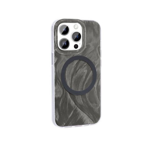 Apple iPhone 14 Pro Max Kılıf Magsafe Şarj Özellikli Fırça Boya Desenli Patinda Palet Kapak