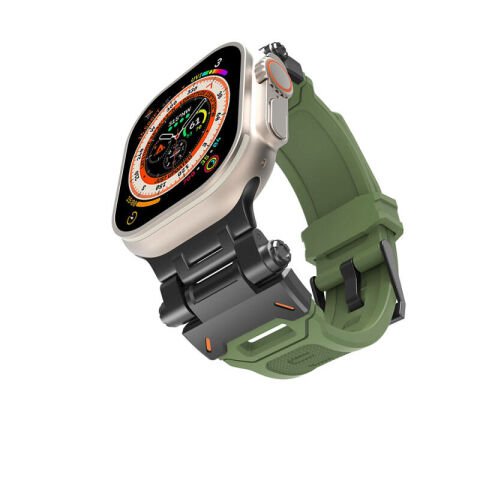 Apple Watch 42mm Patinda KRD-108 Metal Başlıklı Silikon Kordon