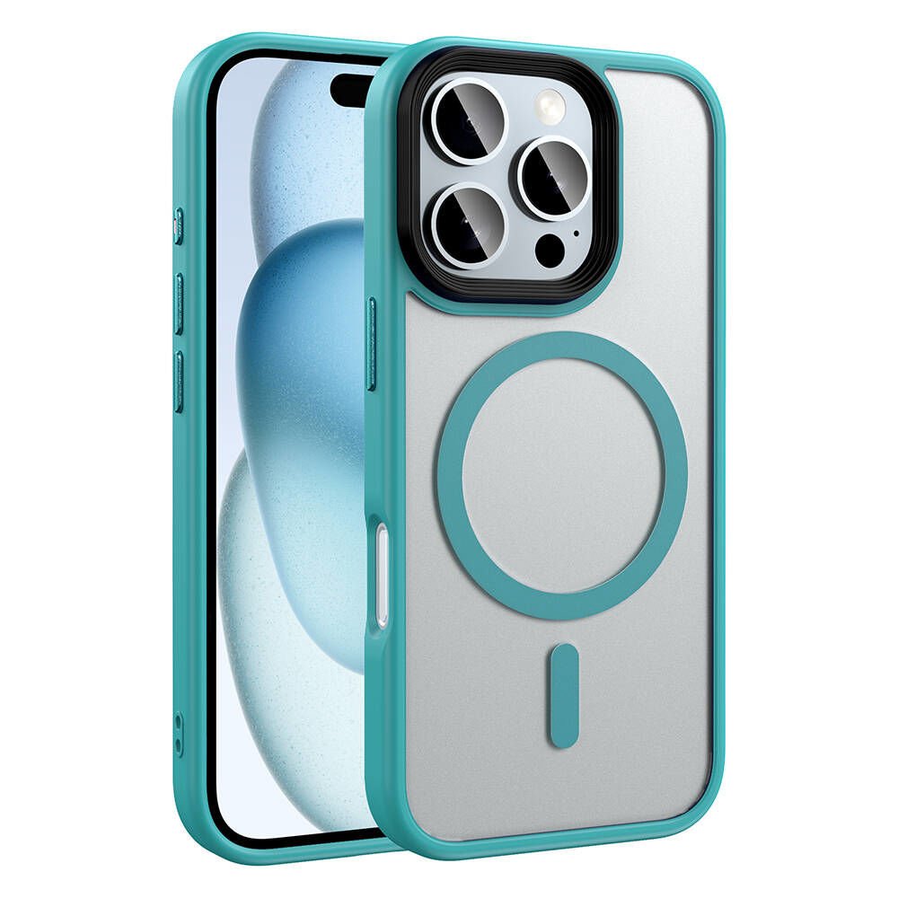 Apple iPhone 16 Pro Max Kılıf Mat Arka Yüzey Wireless Şarj Özellikli Flet Magsafe Kapak