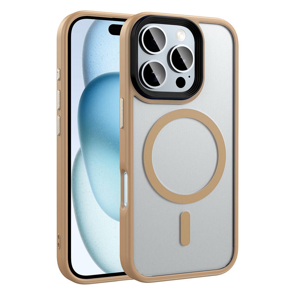 Apple iPhone 16 Pro Max Kılıf Mat Arka Yüzey Wireless Şarj Özellikli Flet Magsafe Kapak
