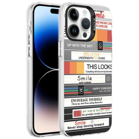 Apple iPhone 14 Pro Kılıf Desenli Patinda Silver Sert Kapak