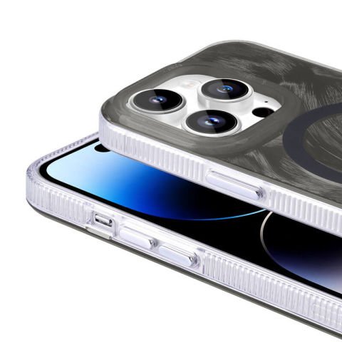 Apple iPhone 14 Pro Kılıf Magsafe Şarj Özellikli Fırça Boya Desenli Patinda Palet Kapak