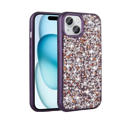 Apple iPhone 15 Plus Kılıf Parlak Taşlı Tasarım Patinda Linea Kapak