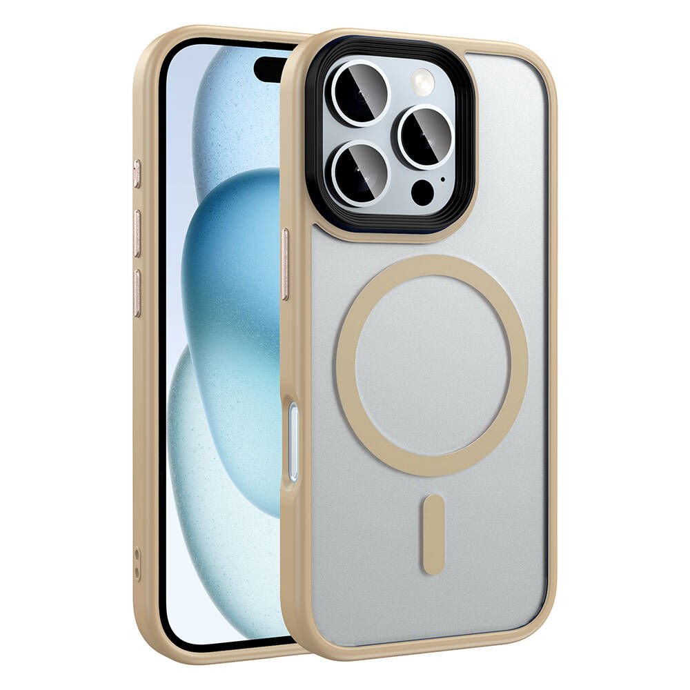 Apple iPhone 16 Pro Kılıf Mat Arka Yüzey Wireless Şarj Özellikli Flet Magsafe Kapak