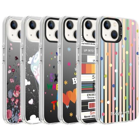 Apple iPhone 14 Kılıf Desenli Patinda Silver Sert Kapak
