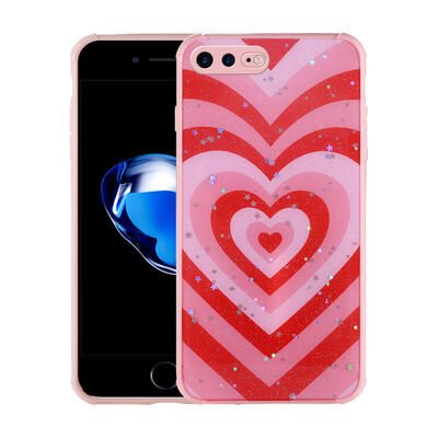 Apple iPhone 8 Plus Kılıf Simli Desenli Kamera Korumalı Parlak Patinda Popy Kapak