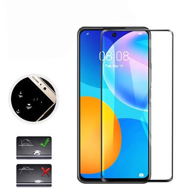 Huawei P Smart 2021 Patinda Kenarları Kırılmaya Dayanıklı Cam Ekran Koruyucu
