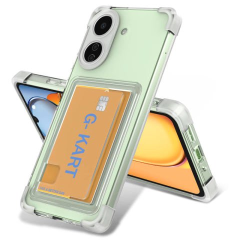 Xiaomi Poco C65 Kılıf Airbag Tasarımlı Şeffaf Kartlıklı Patinda G-Kart Kapak