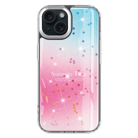 Apple iPhone 15 Plus Kılıf Simli Desenli Parlak Patinda Task Kapak