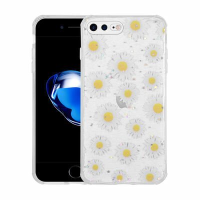 Apple iPhone 7 Plus Kılıf Simli Desenli Kamera Korumalı Parlak Patinda Popy Kapak