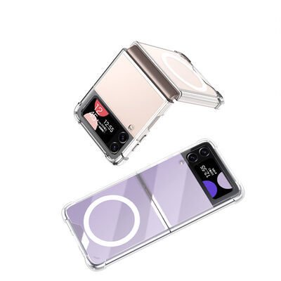 Galaxy Z Flip 3 Kılıf Wireless Şarj Özellikli Airbagli Patinda Kıpta Anti Shock Magsafe Kapak