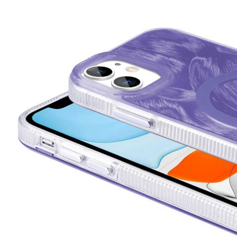 Apple iPhone 11 Kılıf Magsafe Şarj Özellikli Fırça Boya Desenli Patinda Palet Kapak