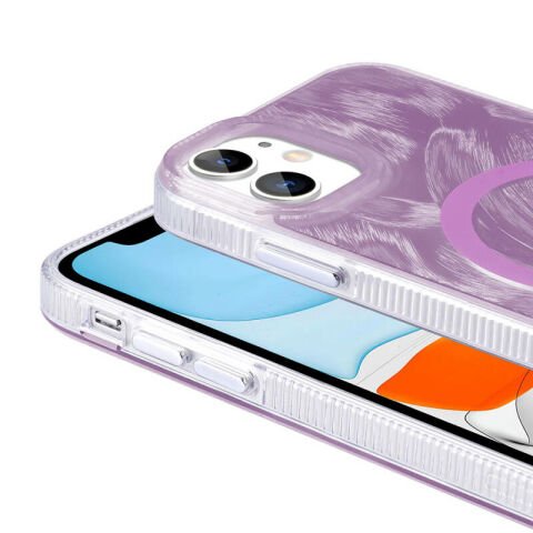 Apple iPhone 11 Kılıf Magsafe Şarj Özellikli Fırça Boya Desenli Patinda Palet Kapak