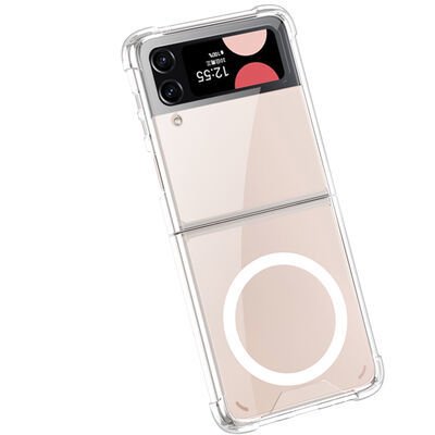 Galaxy Z Flip 3 Kılıf Wireless Şarj Özellikli Airbagli Patinda Kıpta Anti Shock Magsafe Kapak