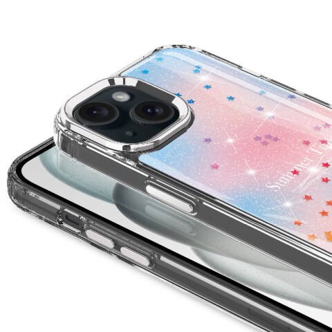 Apple iPhone 15 Kılıf Simli Desenli Parlak Patinda Task Kapak
