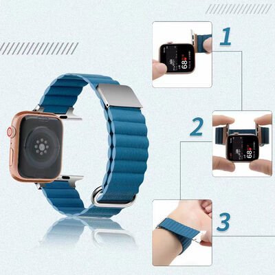 Apple Watch 7 41mm KRD-78 PU Deri Kordon Strap Kayış