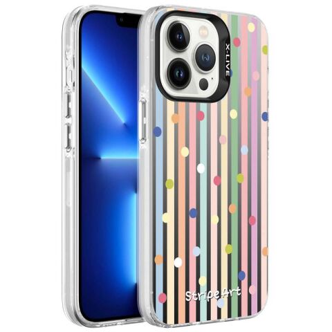 Apple iPhone 13 Pro Max Kılıf Desenli Patinda Silver Sert Kapak