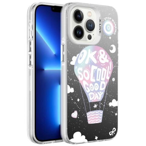 Apple iPhone 13 Pro Max Kılıf Desenli Patinda Silver Sert Kapak