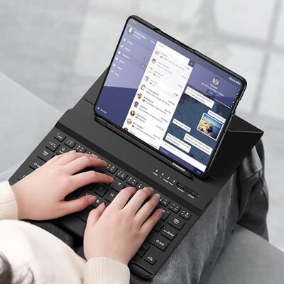 Galaxy Z Fold 3 Kılıf Standlı Bluetooth Klavyeli Patinda Kıpta Keyboard Set Kılıf