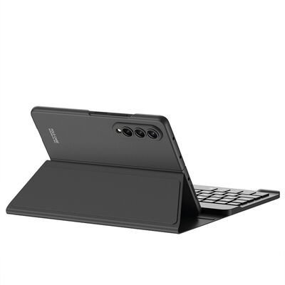 Galaxy Z Fold 3 Kılıf Standlı Bluetooth Klavyeli Patinda Kıpta Keyboard Set Kılıf