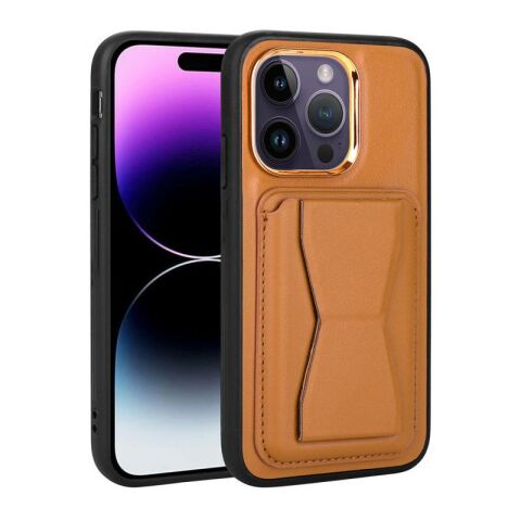 Apple iPhone 14 Pro Kılıf Kartlıklı Standlı ?Pu Deri Patinda Memo Kapak