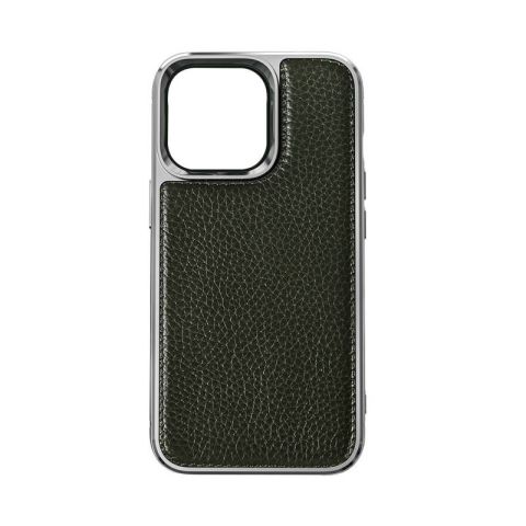 Apple iPhone 13 Mini Kılıf Wiwu Genuine Leather Silver Calfskin Orjinal Deri Kapak