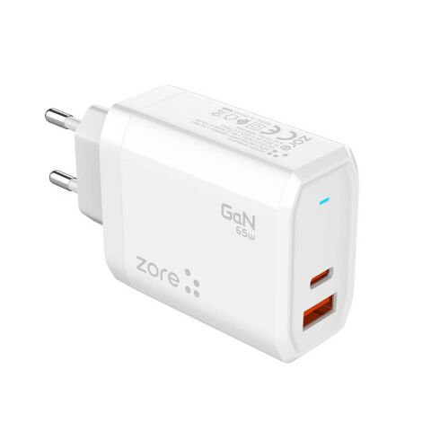 Patinda Always-01 GaN Tech Type-C PD4.0 USB-A QC3.0 Hızlı Şarj Özellikli Seyahat Şarj Başlığı 65W