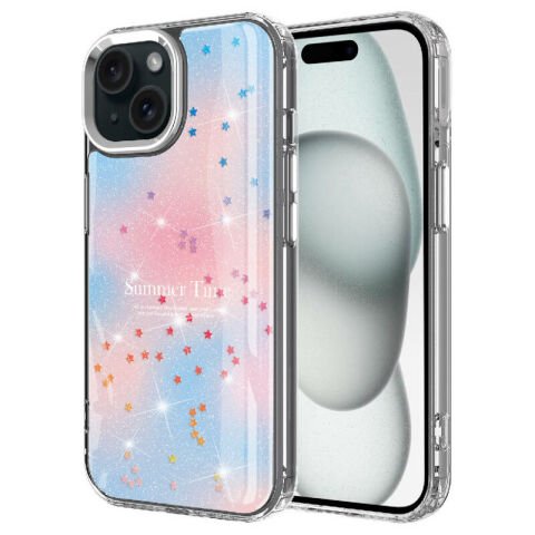 Apple iPhone 14 Kılıf Simli Desenli Parlak Patinda Task Kapak
