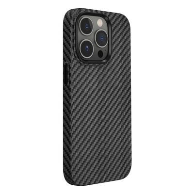 Apple iPhone 14 Pro Max Kılıf Wiwu Karbon Fiber Görünümlü Magsafe Wireless Şarj Özellikli Kabon Kapak