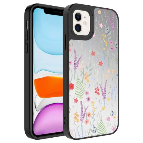 Apple iPhone 12 Kılıf Aynalı Desenli Kamera Korumalı Parlak Patinda Mirror Kapak