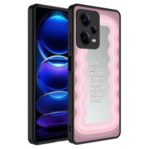 Xiaomi Redmi Note 12 Pro 5G Kılıf Aynalı Desenli Kamera Korumalı Parlak Patinda Mirror Kapak