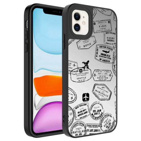 Apple iPhone 12 Kılıf Aynalı Desenli Kamera Korumalı Parlak Patinda Mirror Kapak
