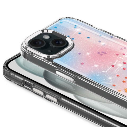Apple iPhone 13 Kılıf Simli Desenli Parlak Patinda Task Kapak