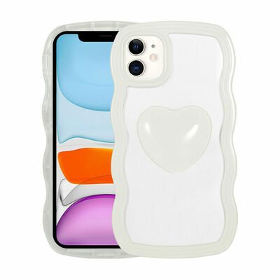 Apple iPhone 11 Kılıf Renkli Kalp Figürlü Patinda Ponçik Kapak