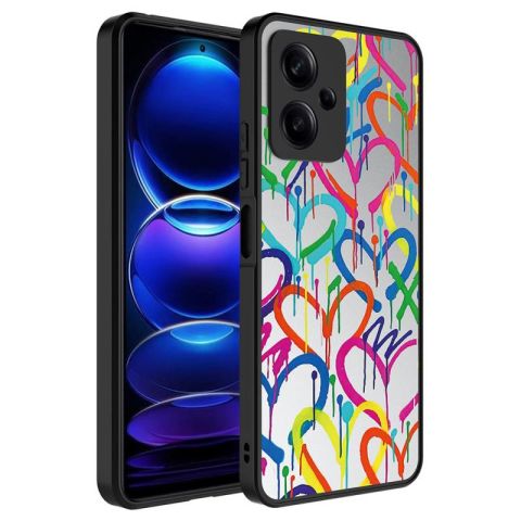 Xiaomi Redmi Note 12 5G Kılıf Aynalı Desenli Kamera Korumalı Parlak Patinda Mirror Kapak